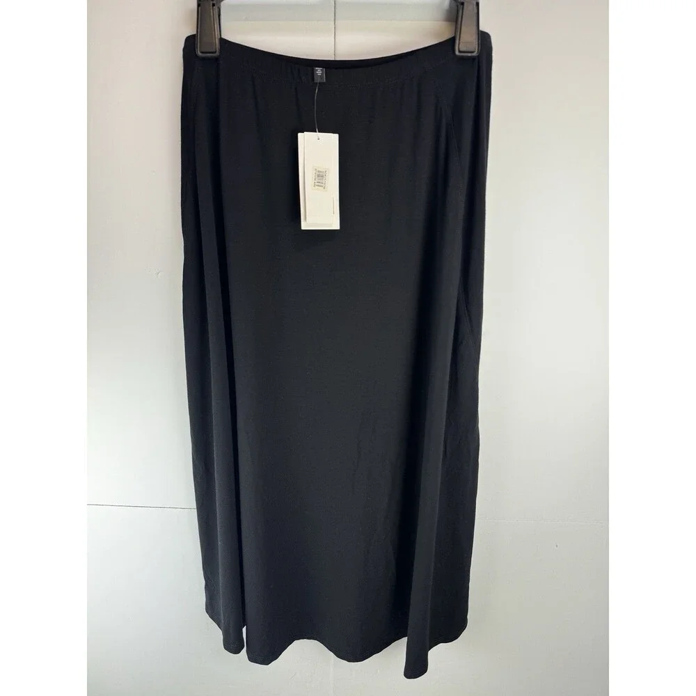Eileen Fisher Viscose Jersey Black Skirt Size: Medium Petite NWT - Picture 1 of 8